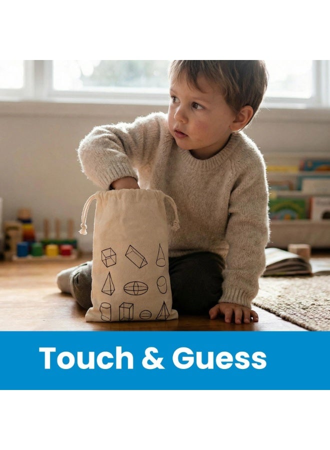 Mordely Geometric Solids Guess Game - 3D Shapes Miniature Set -Wooden Montessori Toys - Ages 3 and Up - Image 3